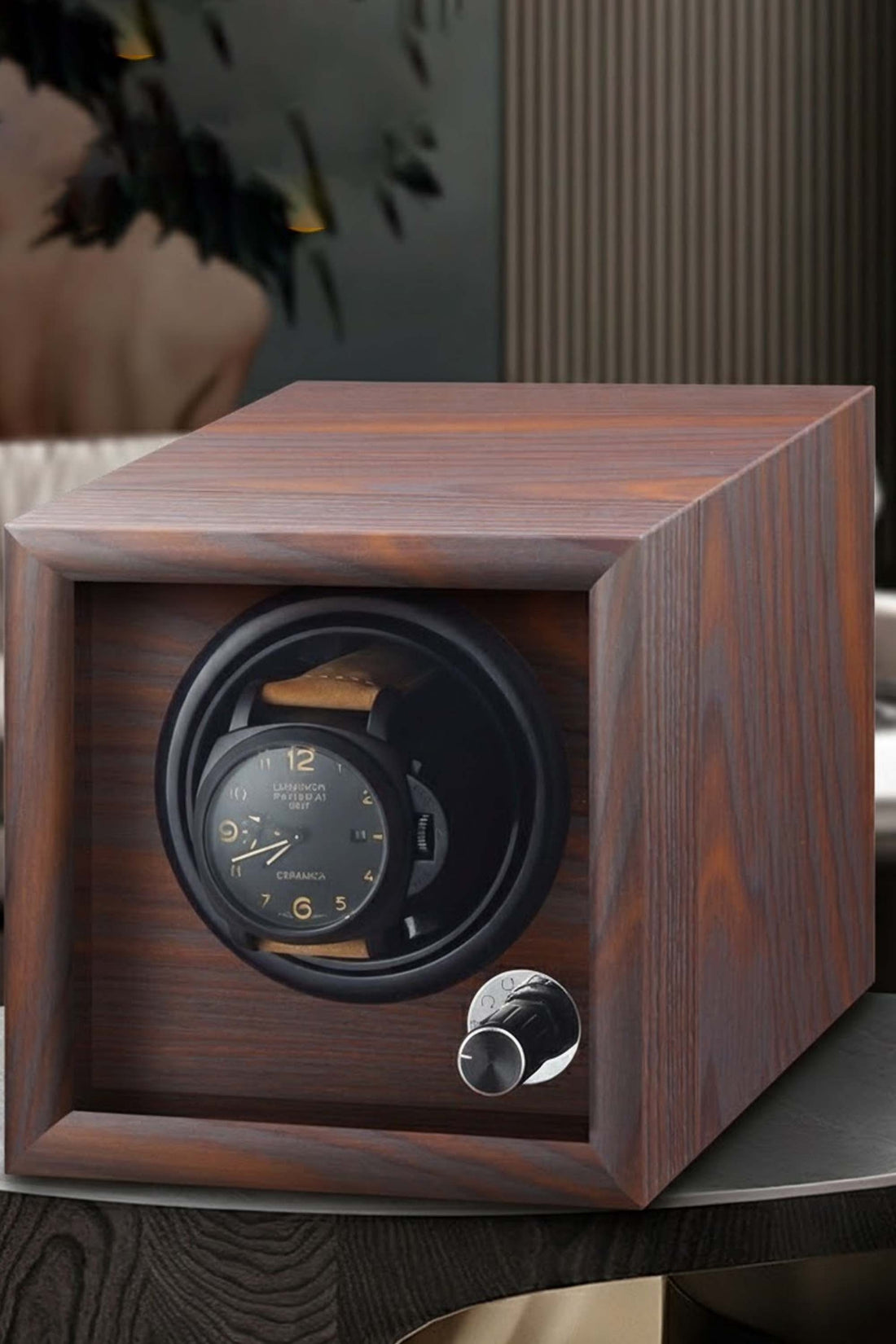 Aurora| Dark Brown Wooden Single Watch Winder
