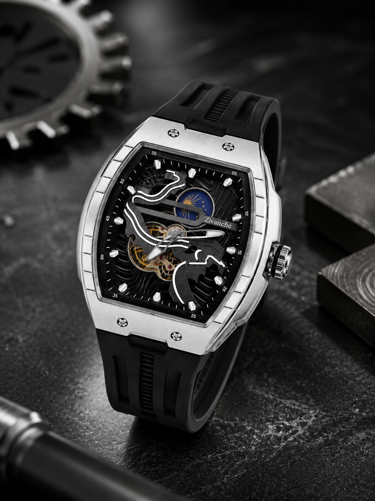 Crimson Orbit Silver Black Automatic  Watch (44658709)