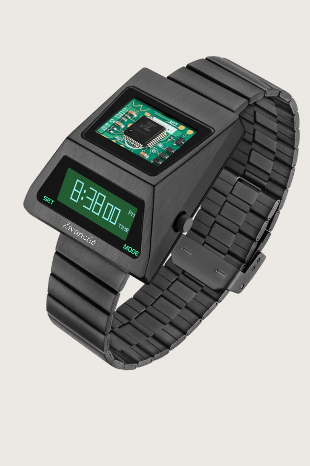 Cyber Watch | Grey Metallic Green Dial Digital Watch (44219692)
