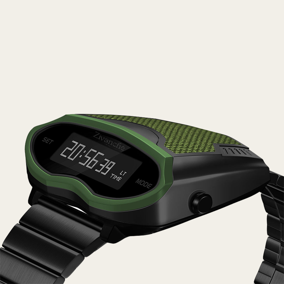 Rebscyan | Black  Fern Green Digital Watch