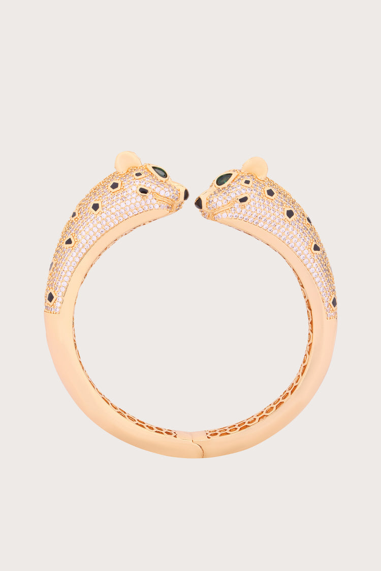 Luxe Panther | Golden Diamonds Black Bracelet