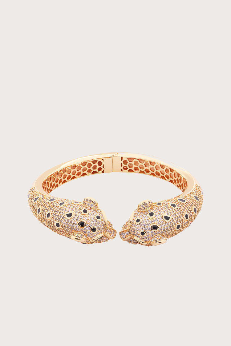 Luxe Panther | Golden Diamonds Black Bracelet