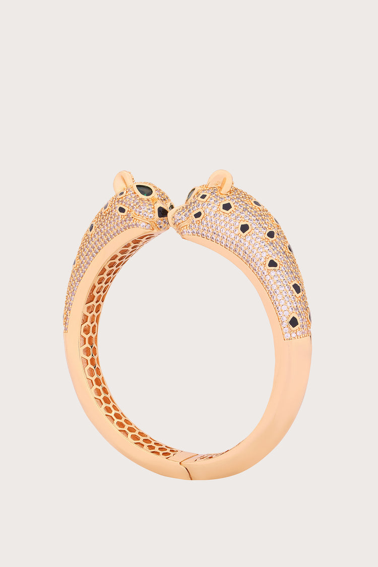 Luxe Panther | Golden Diamonds Black Bracelet