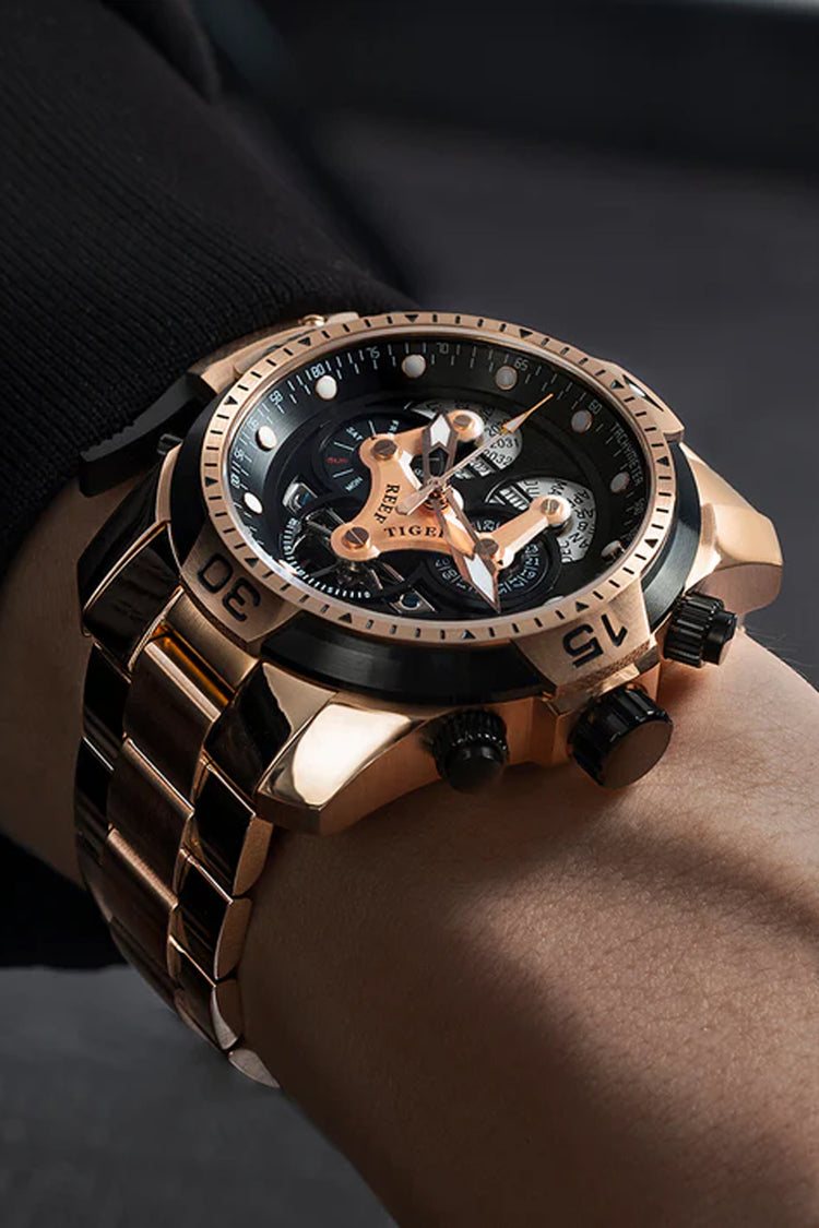 Reef Tiger | Golden Black  Mechanical Watch (44222619)