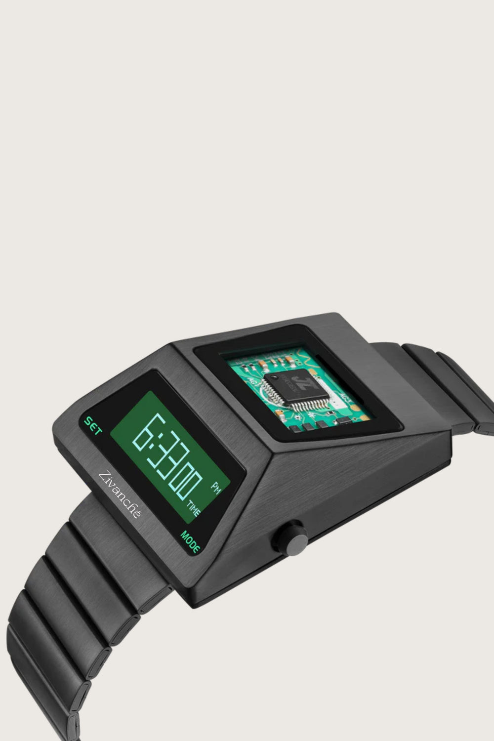 Cyber Watch | Grey Metallic Green Dial Digital Watch (44219692)