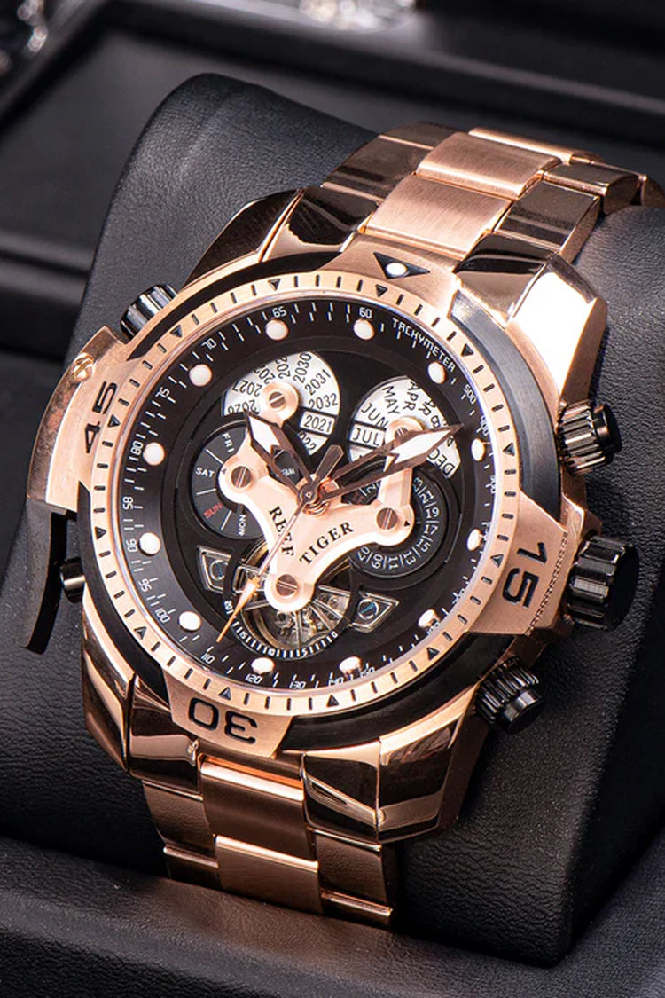 Reef Tiger | Golden Black  Mechanical Watch (44222619)