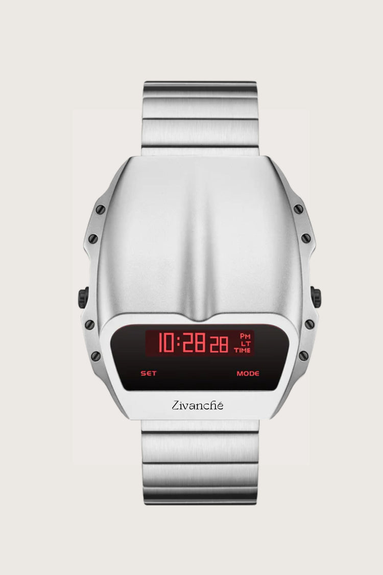 Luxe Rock | Silver Red Digital Watch
