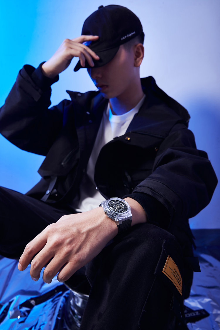 AILANG Black Momentum Skeleton symmetry Dial Mechanical Watch