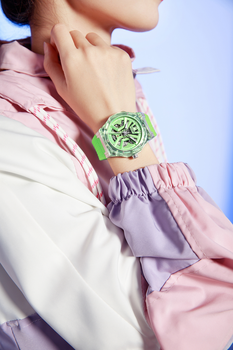 AILANG Green Momentum Skeleton symmetry Dial Mechanical Watch