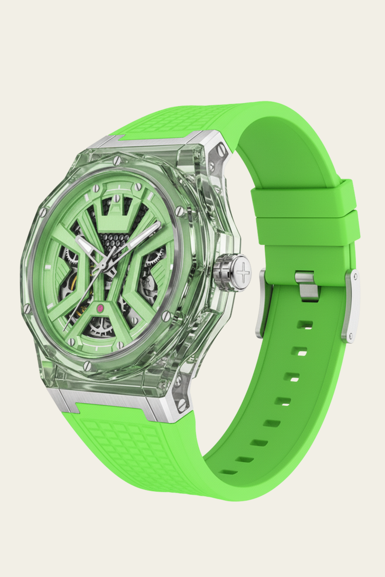 AILANG Green Momentum Skeleton symmetry Dial Mechanical Watch