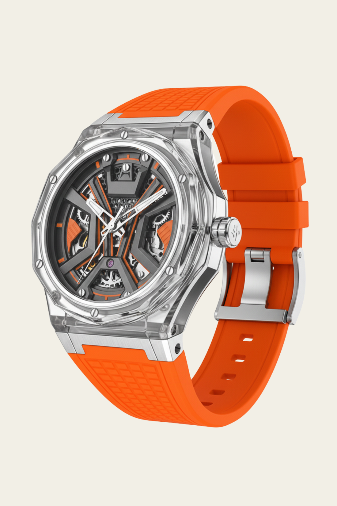 AILANG Orange Momentum Skeleton symmetry Dial Mechanical Watch