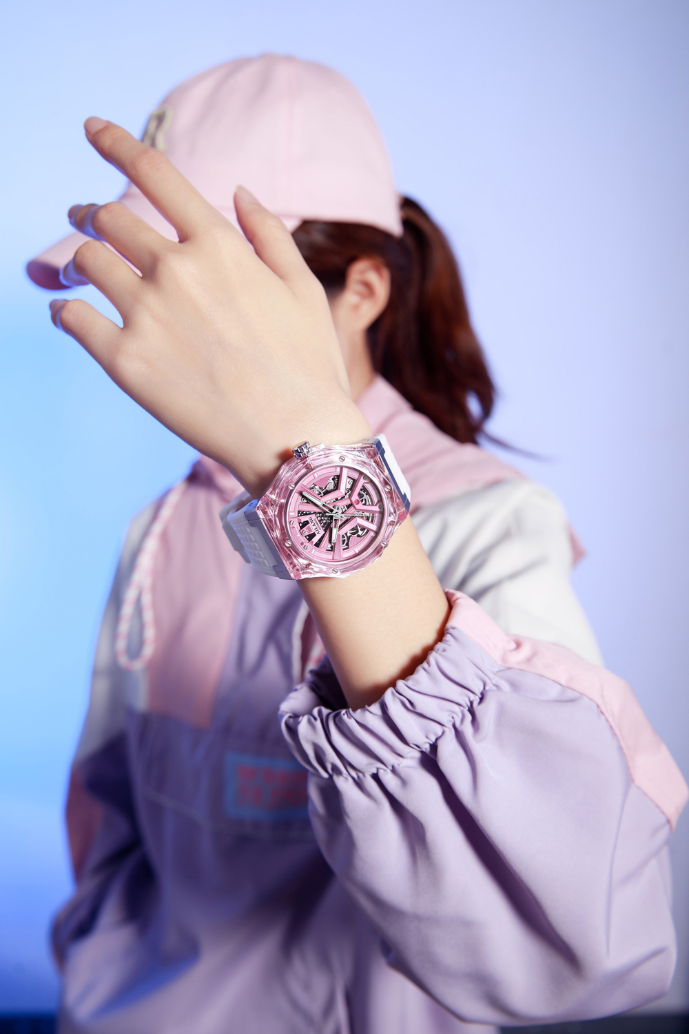 AILANG Pink Momentum Skeleton symmetry Dial Mechanical Watch