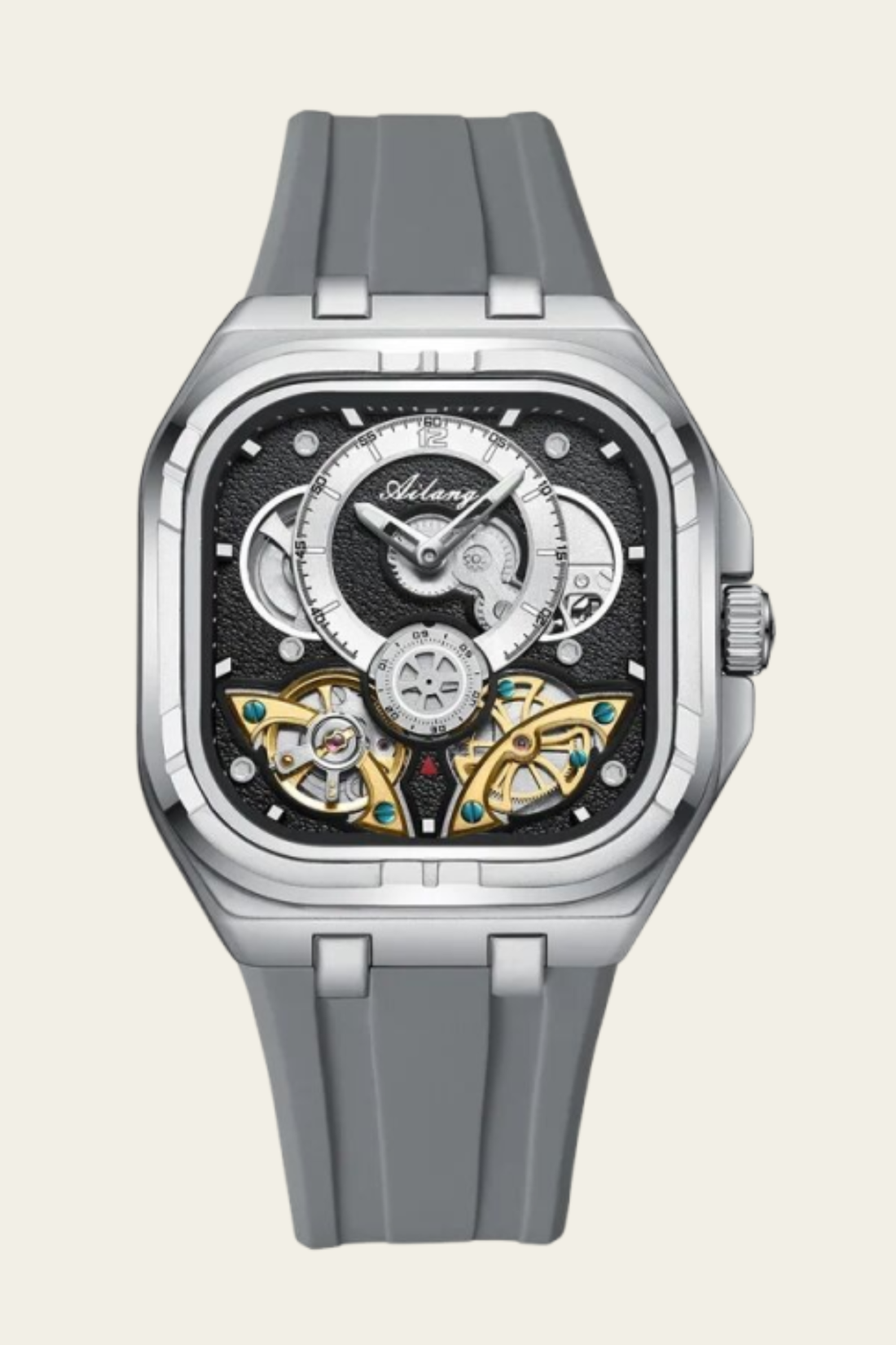 AILANG Square Gray & Black Mechanical Watch