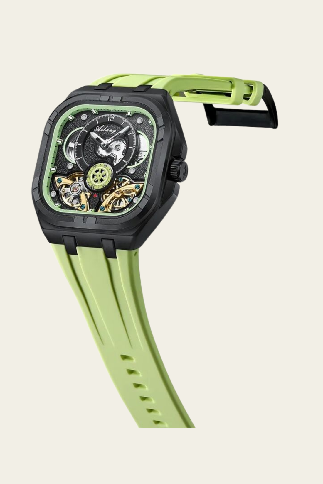 AILANG Square Olive Green & Black Mechanical Watch