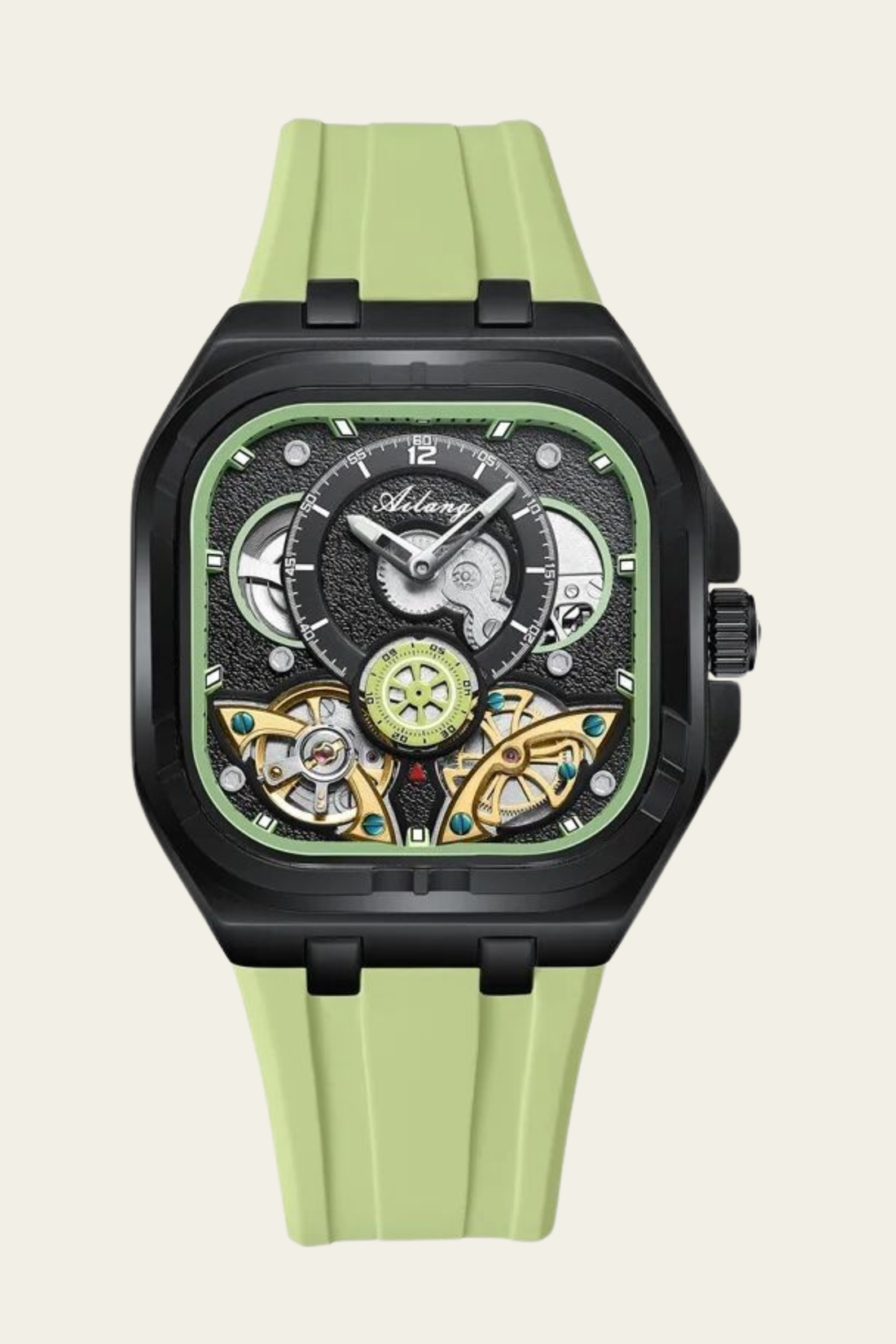 AILANG Square Olive Green & Black Mechanical Watch