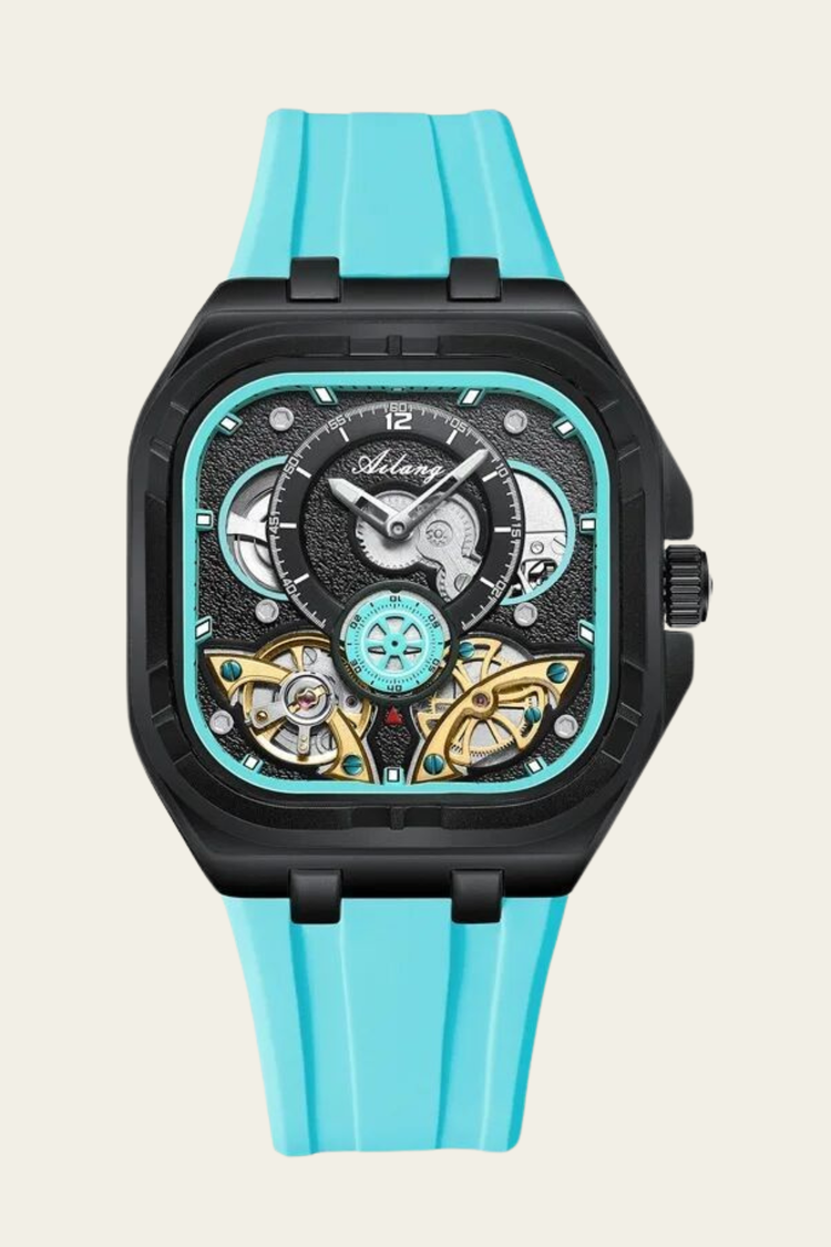 AILANG Square Sky Blue & Black Mechanical Watch