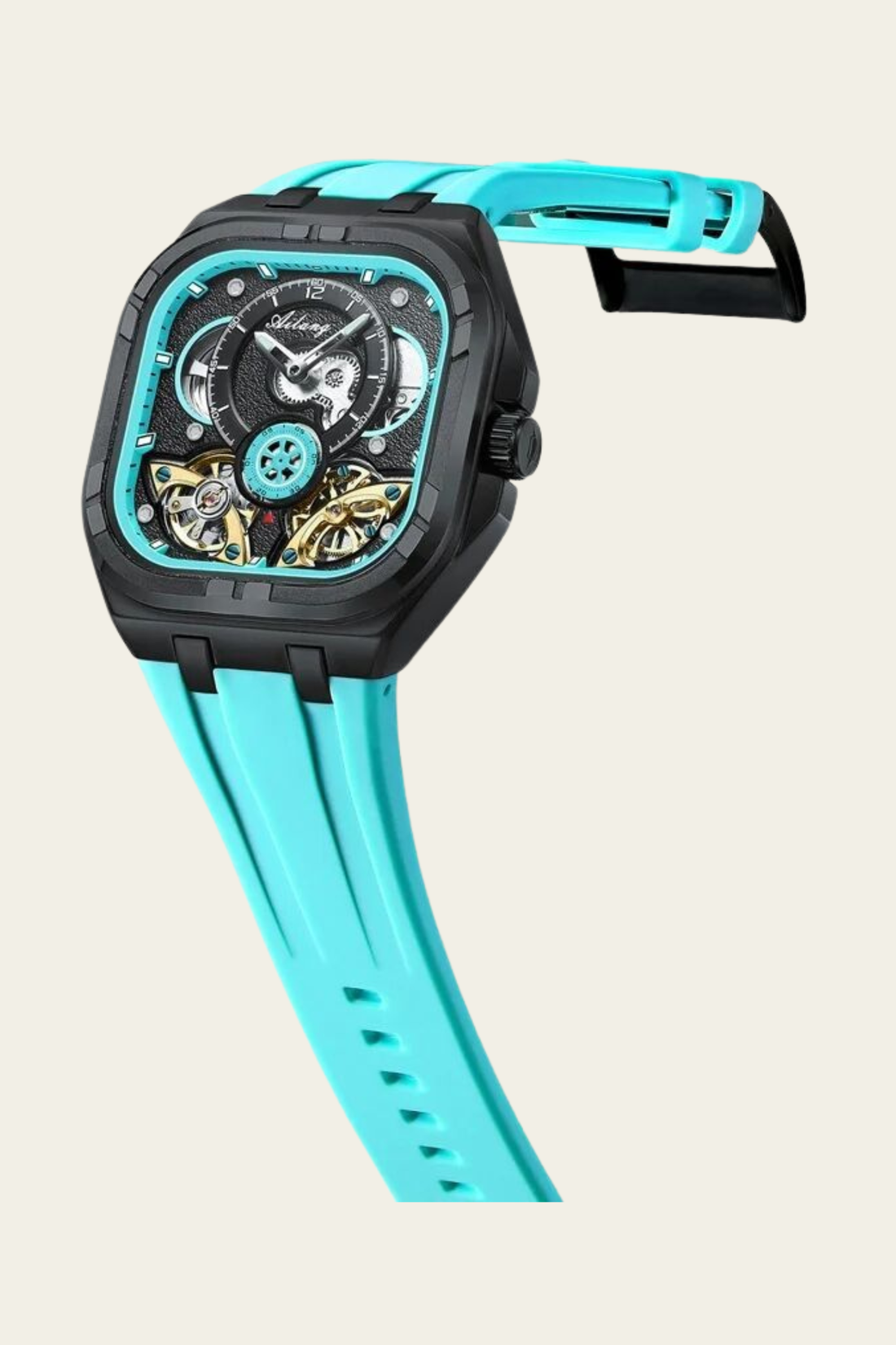 AILANG Square Sky Blue & Black Mechanical Watch