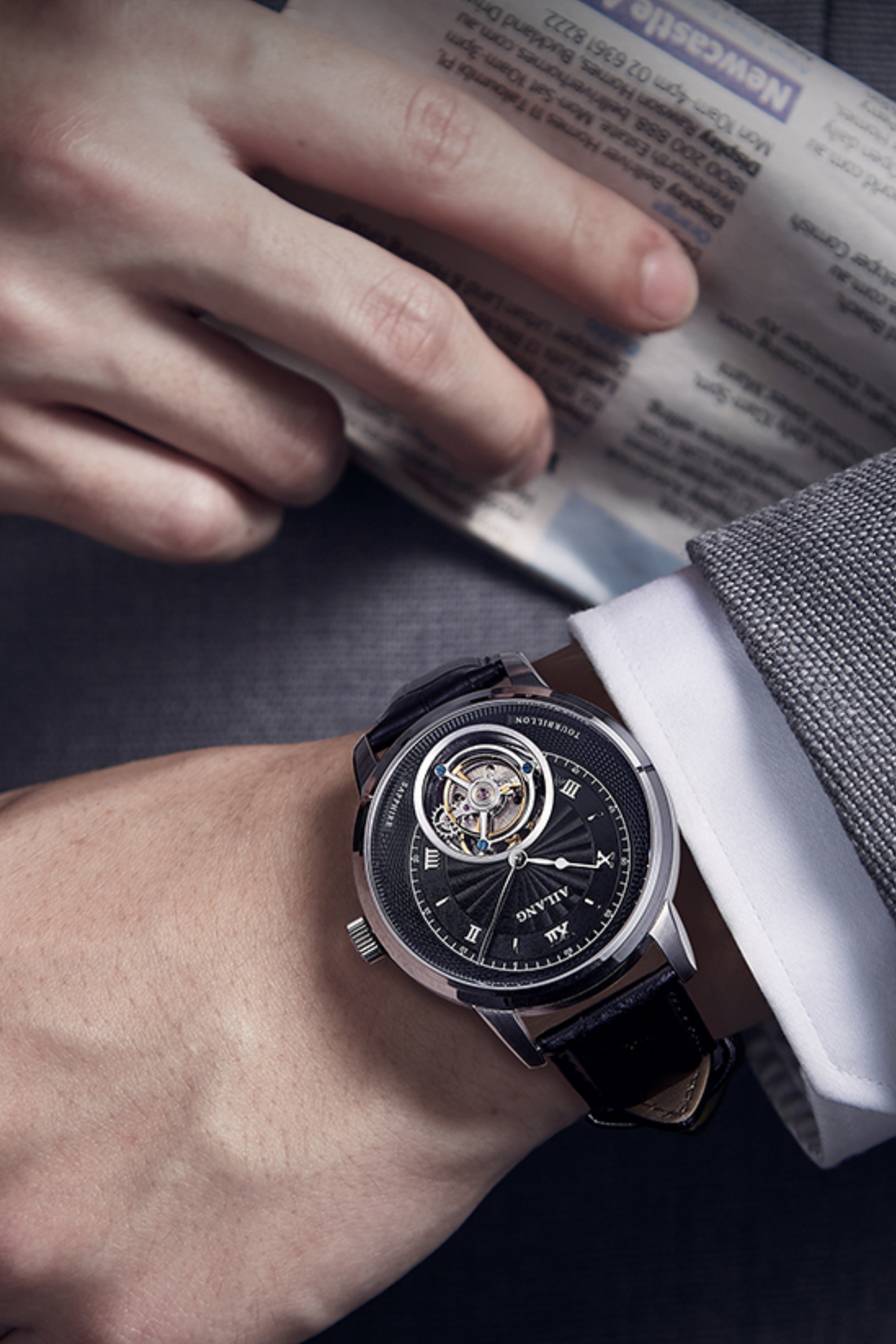 AILANG Tourbillon Black Multi-Feature Mechanical Luxe Watch
