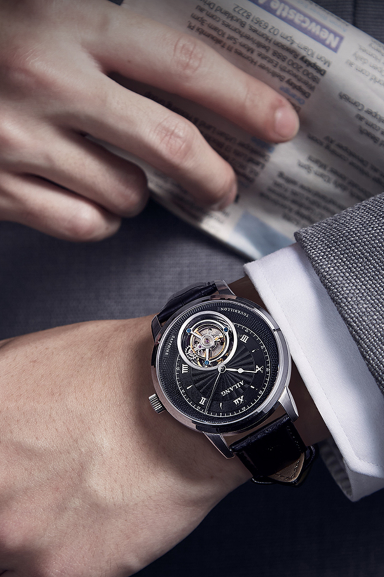 AILANG Tourbillon Black Multi-Feature Mechanical Luxe Watch