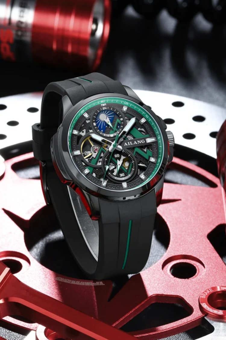 AILANG Turbo X Skeleton Black & Green Mechanical Watch