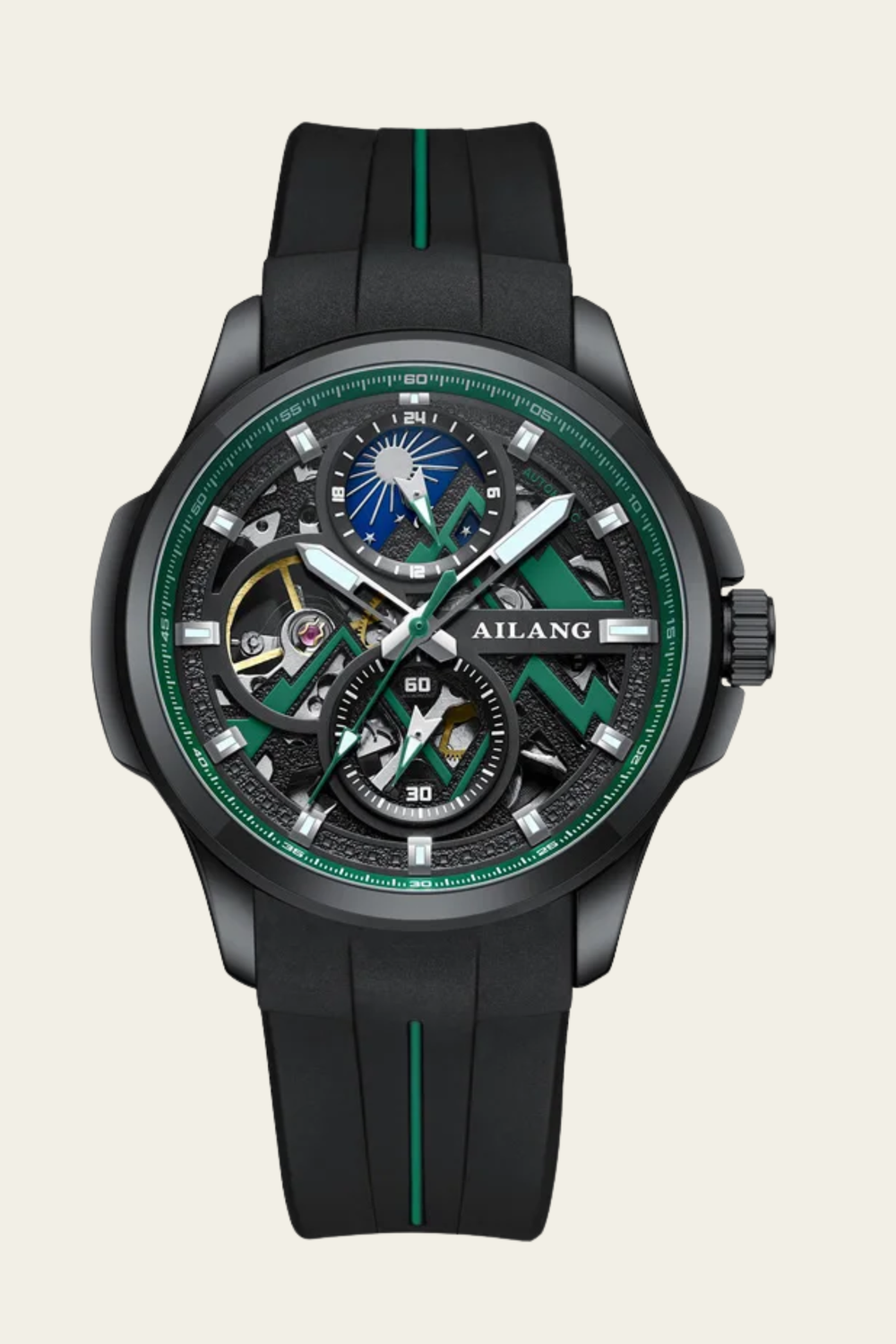 AILANG Turbo X Skeleton Black & Green Mechanical Watch