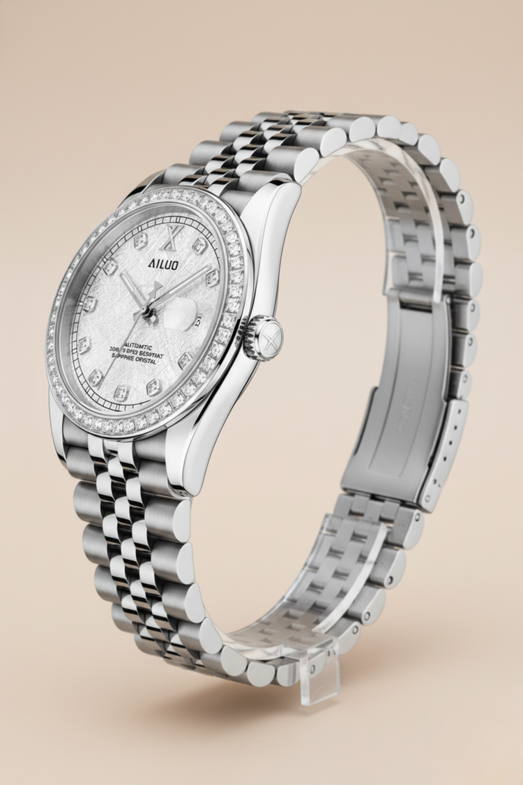 Ailuo Arctic Frost | All-Silver Automatic Diamond Watch