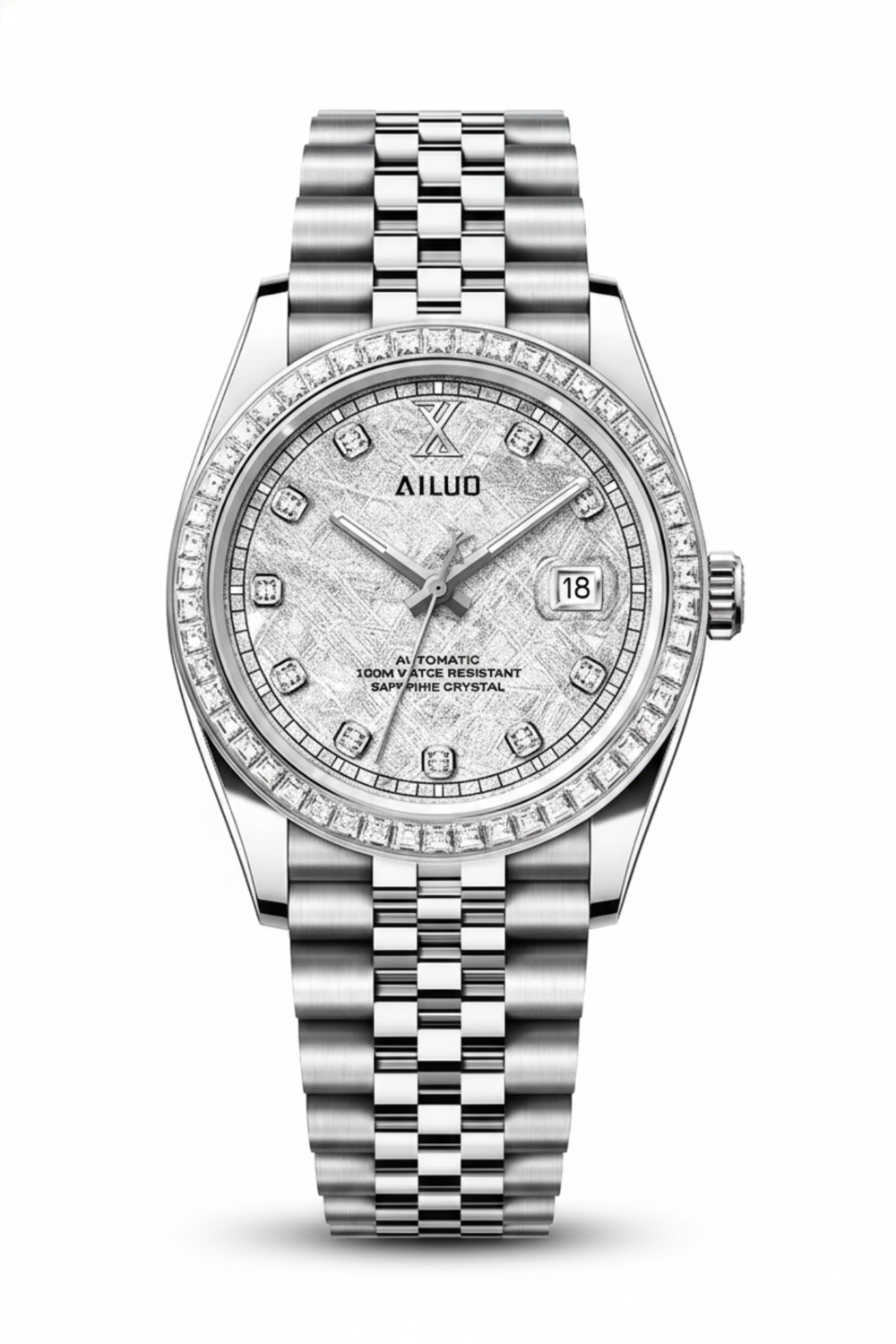 Ailuo Arctic Frost | All-Silver Automatic Diamond Watch