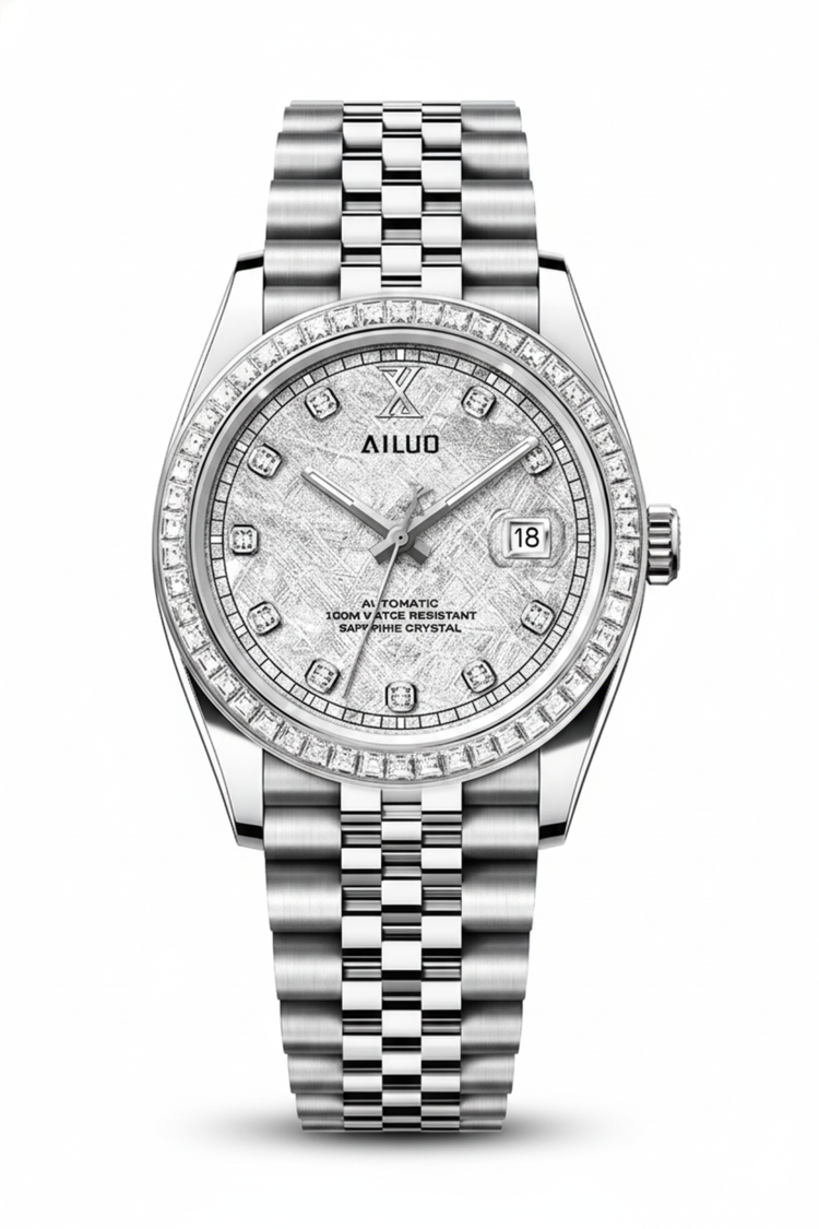 Ailuo Arctic Frost | All-Silver Automatic Diamond Watch