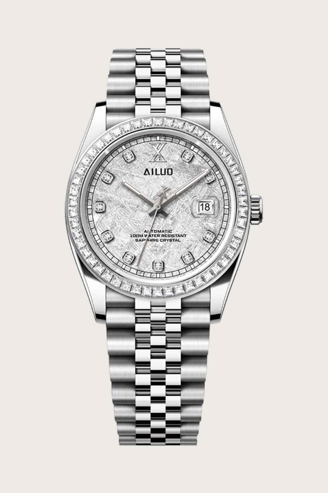 Ailuo Arctic Frost | All-Silver Automatic Diamond Watch