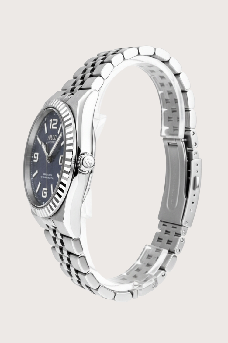 Ailuo Blue Hive | Two-Tone Silver Automatic Watch