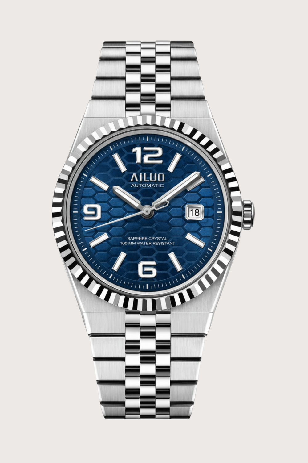 Ailuo Blue Hive | Two-Tone Silver Automatic Watch