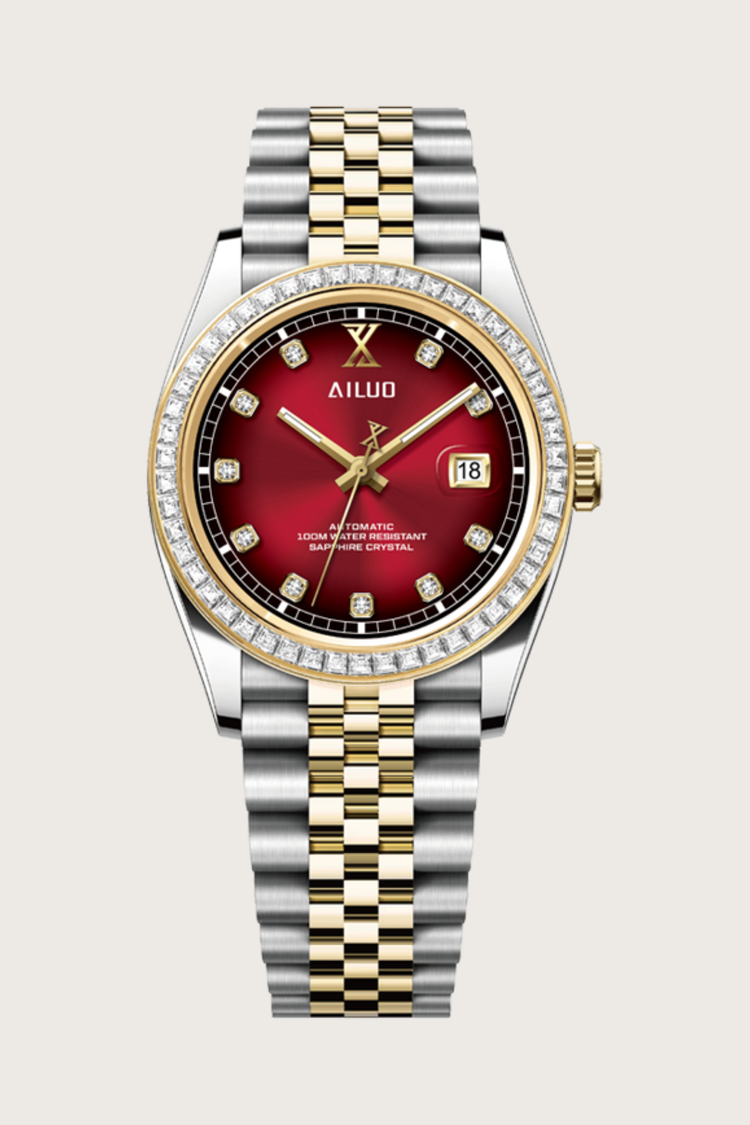 Ailuo Crimson Royale | Two-Tone Gold Automatic Diamond Watch