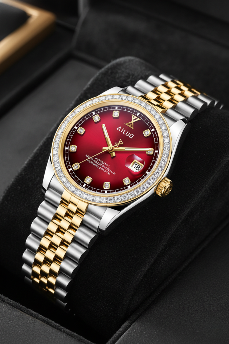 Ailuo Crimson Royale | Two-Tone Gold Automatic Diamond Watch