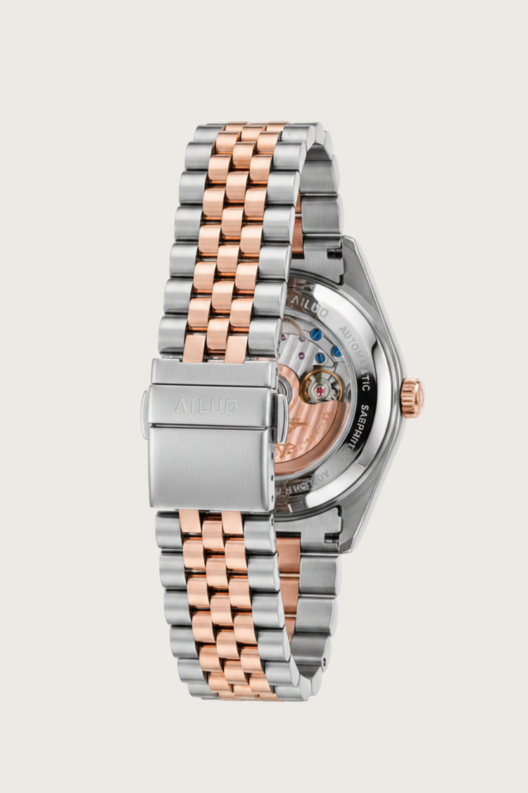 Ailuo Imperial Cocoa | Two-Tone Rose Gold Automatic Diamond Watch