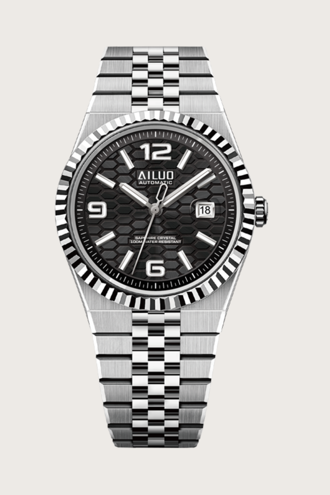 Ailuo Obsidian Hive | Silver Automatic Watch