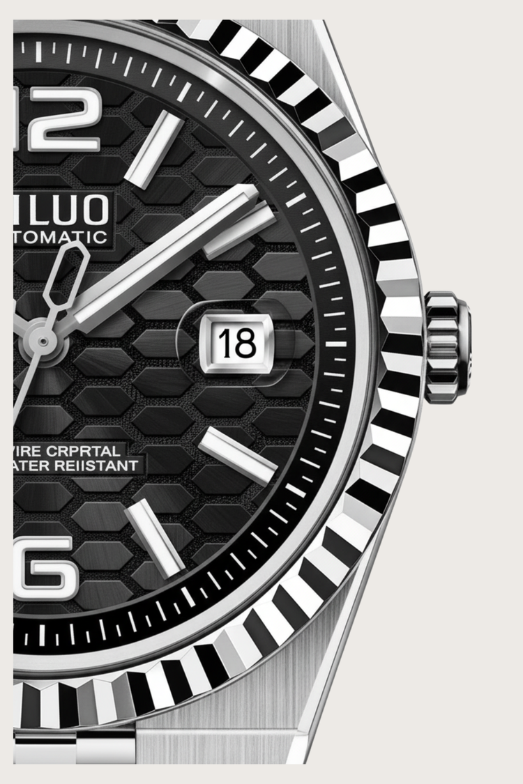 Ailuo Obsidian Hive | Silver Automatic Watch