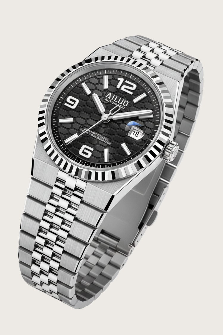 Ailuo Obsidian Hive | Silver Automatic Watch