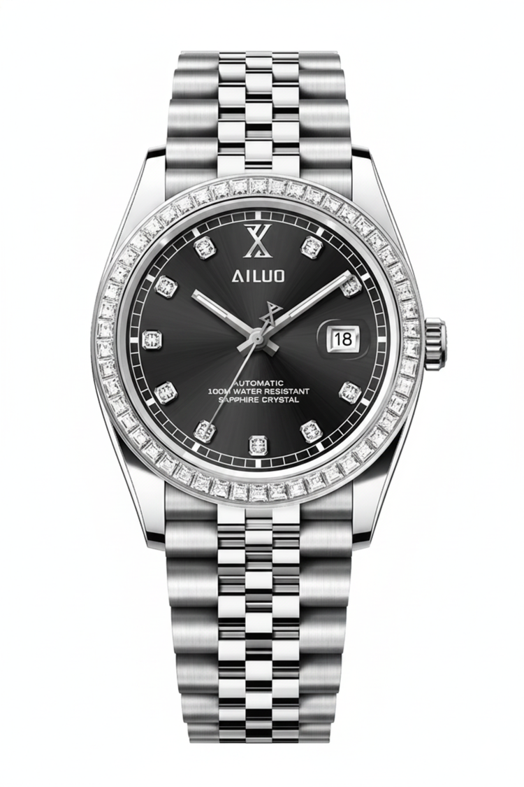Ailuo Obsidian Prime | All-Silver Automatic Diamond Watch