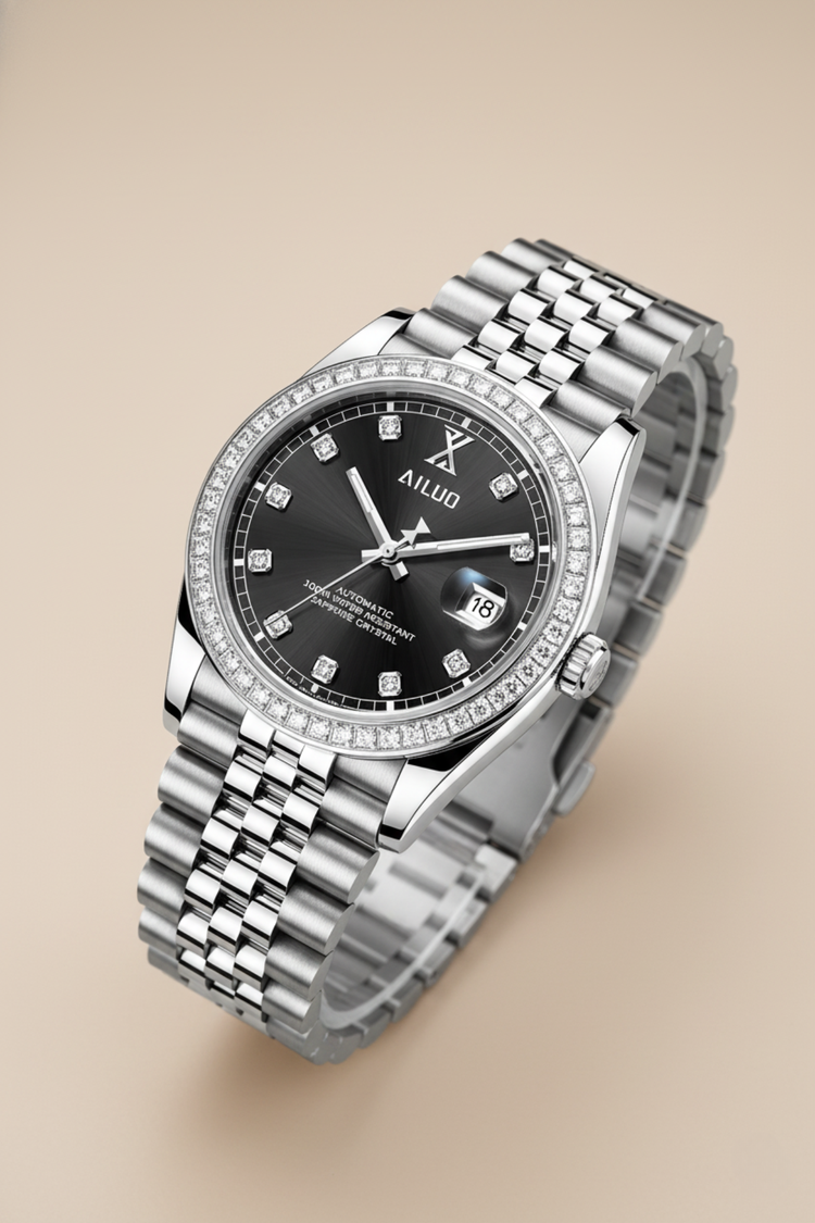 Ailuo Obsidian Prime | All-Silver Automatic Diamond Watch