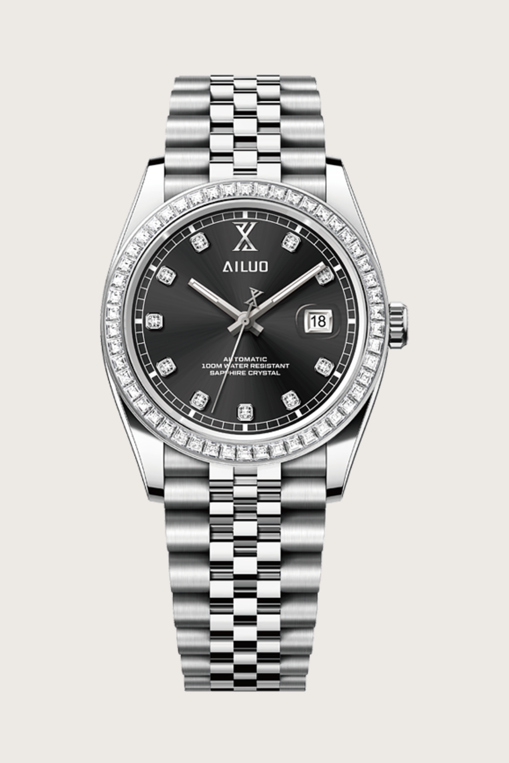 Ailuo Obsidian Prime | All-Silver Automatic Diamond Watch