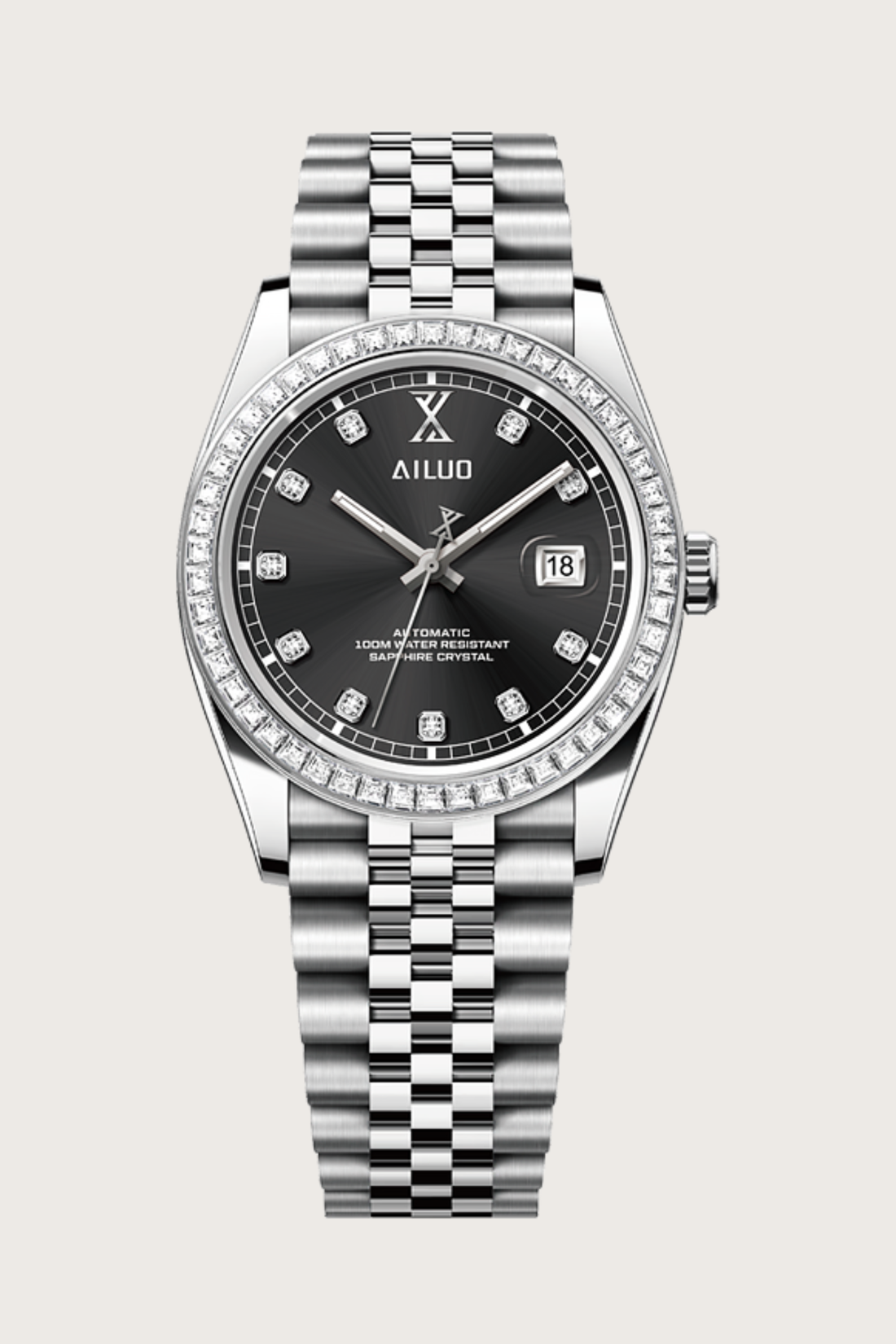 Ailuo Obsidian Prime | All-Silver Automatic Diamond Watch