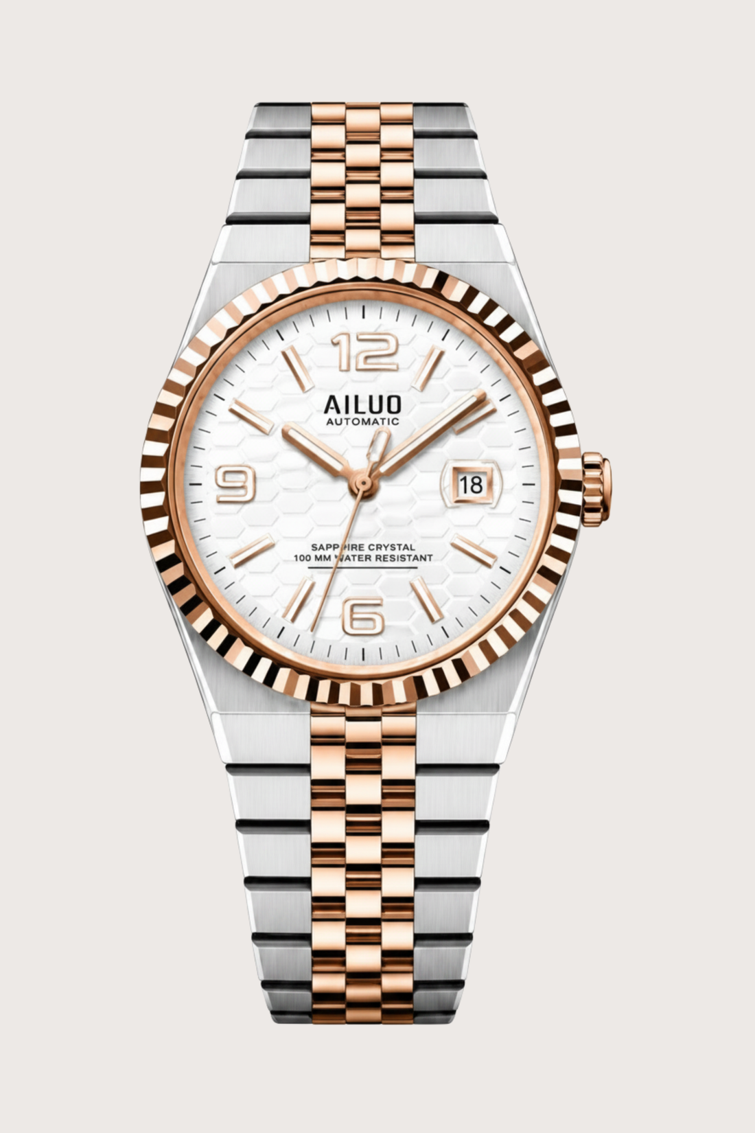 Ailuo White Hive | Two-Tone Rose Gold Automatic Watch
