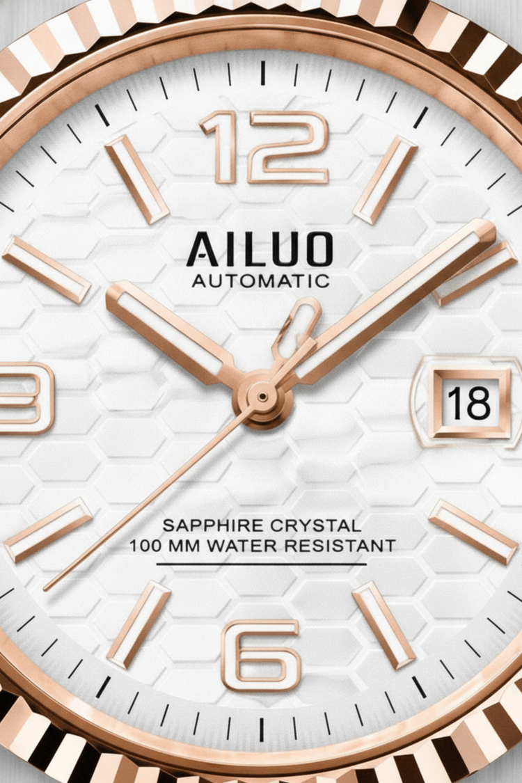 Ailuo White Hive | Two-Tone Rose Gold Automatic Watch
