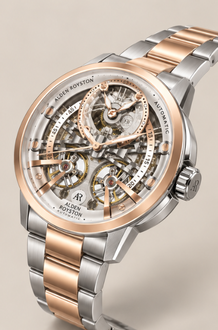 Alden Royston – Archer Automatic Mechanical Watch - Silver & Rosegold
