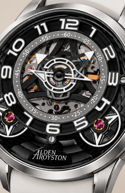 Alden Royston Black Skeleton Automatic Watch