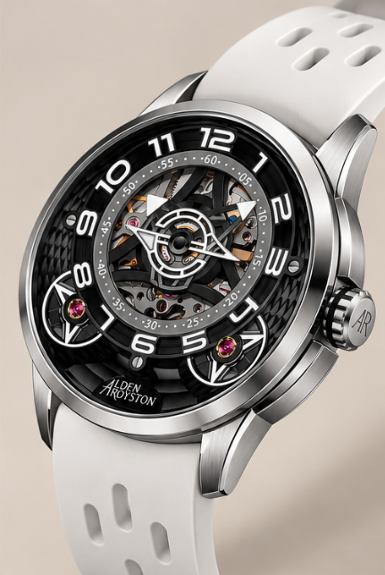 Alden Royston Black Skeleton Automatic Watch
