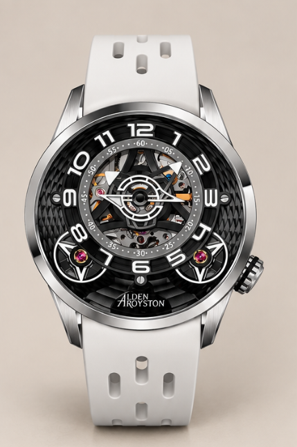 Alden Royston Black Skeleton Automatic Watch