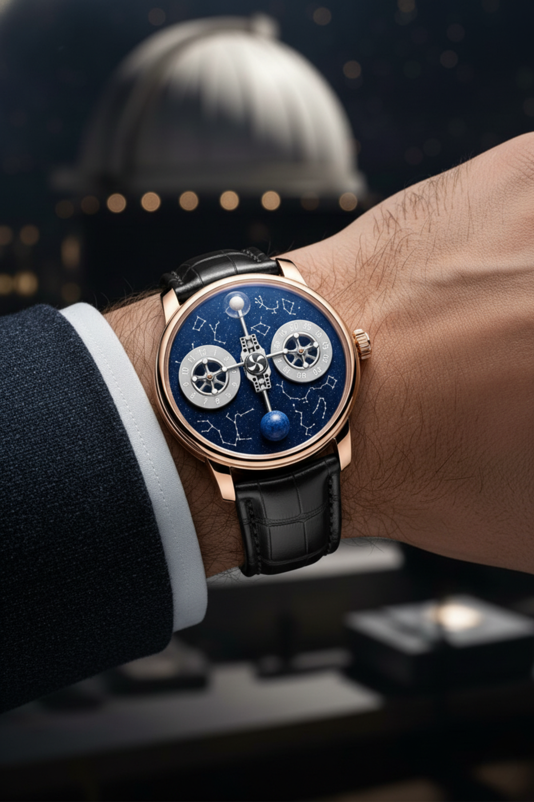 Astral Rosegold Black Orbit Constellation Watch