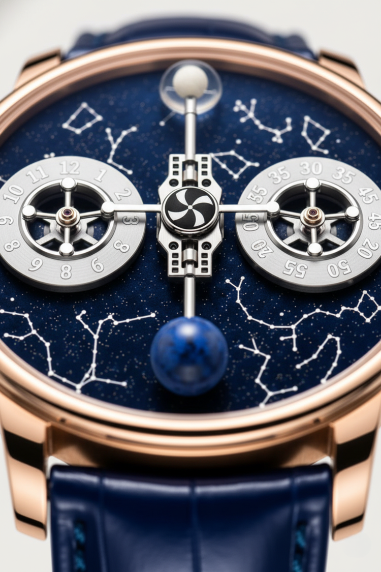 Astral Rosegold Blue Orbit Constellation Watch