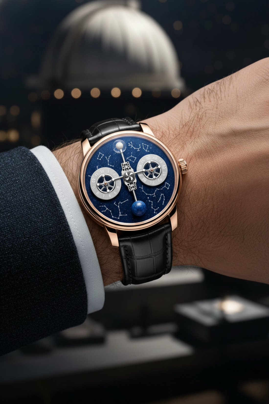 Astral Rosegold Blue Orbit Constellation Watch